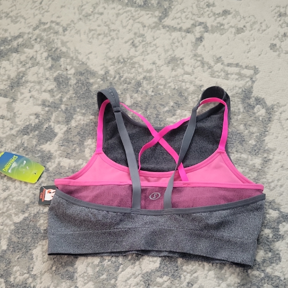Spalding Pink and Gray Sports Bra with Racerback Design